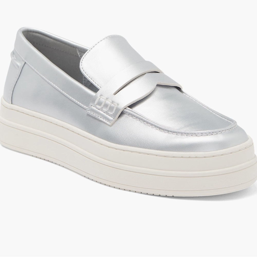 J/Slide silver Noa platform loafer  New 8.5 w box